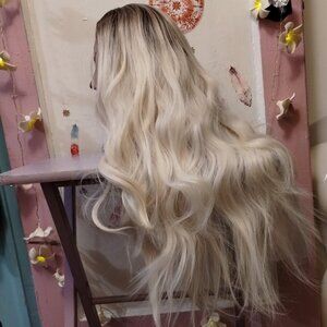 Dark Root Blonde 26" Natural Wave Wig